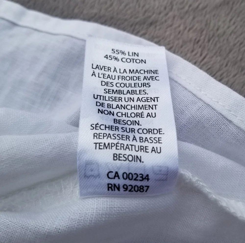 Saks Fifth Avenue Linen Shirt Women's XL White Top Blouse Cottage Beachy Summer - Picture 7 of 10